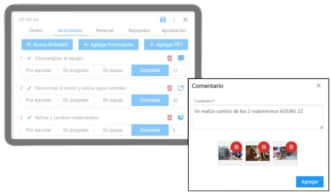 Evidencia actividades de mantenimiento ejecutadas AppingCmms